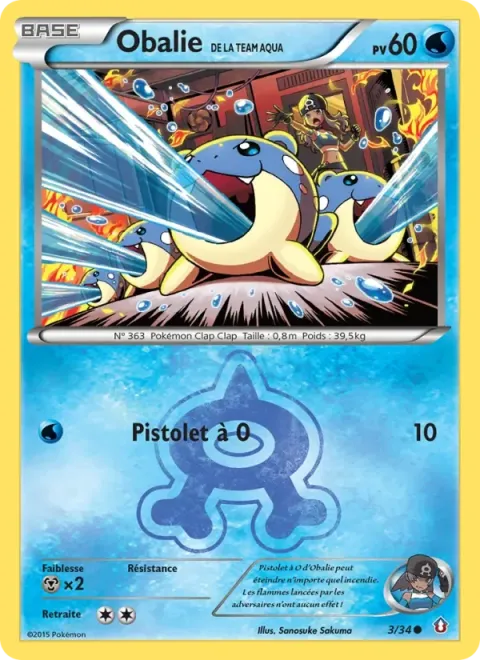 Carte Pokémon Obalie de la Team Aqua 003/034, extension Double Danger