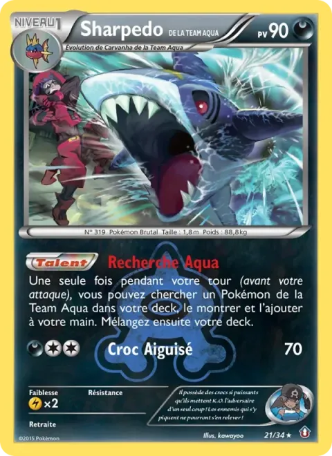 Carte Pokémon Sharpedo de la Team Aqua 021/034, extension Double Danger