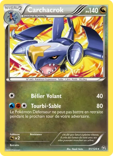 Carte Pokémon Carchacrok 091/124, extension Dragons Éxaltés