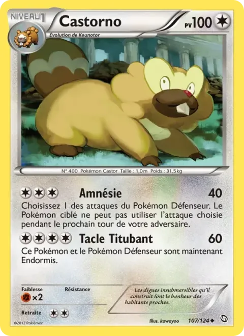 Carte Pokémon Castorno 107/124, extension Dragons Éxaltés