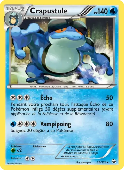 Carte Pokémon Crapustule 036/124, extension Dragons Éxaltés