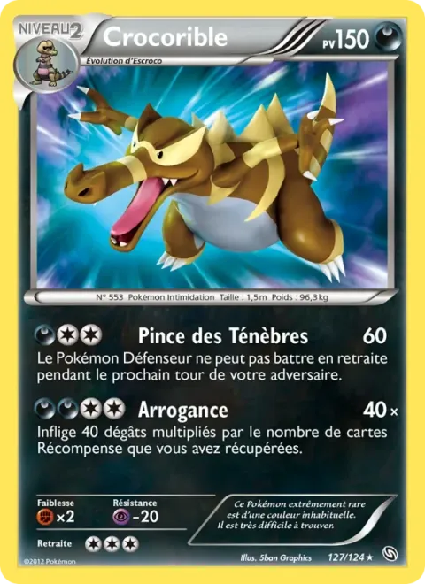 Carte Pokémon Crocorible 127/124, extension Dragons Éxaltés