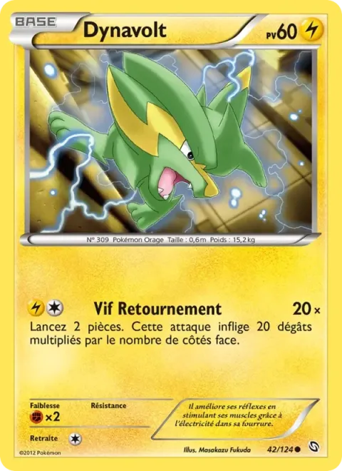 Carte Pokémon Dynavolt 042/124, extension Dragons Éxaltés