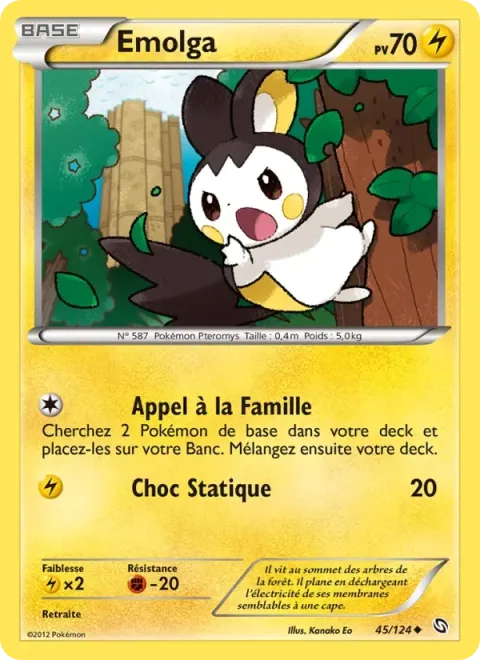 Carte Pokémon Emolga 045/124, extension Dragons Éxaltés