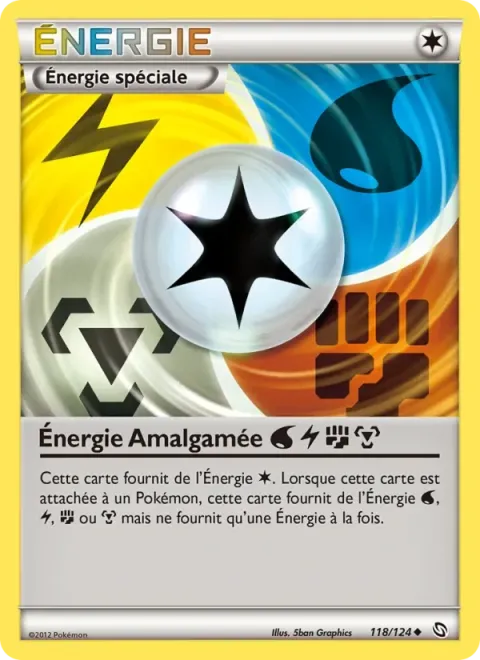 Carte Pokémon Énergie Amalgamée Eau Électrique Combat Métal 118/124, extension Dragons Éxaltés