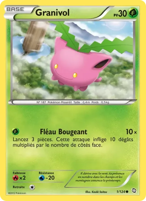 Carte Pokémon Granivol 001/124, extension Dragons Éxaltés