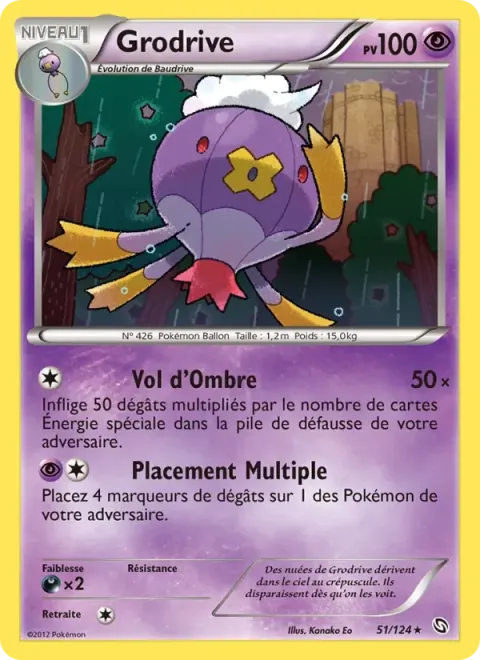 Carte Pokémon Grodrive 051/124, extension Dragons Éxaltés