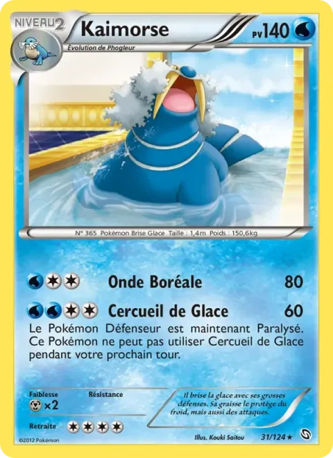 Carte Pokémon Kaimorse 031/124, extension Dragons Éxaltés