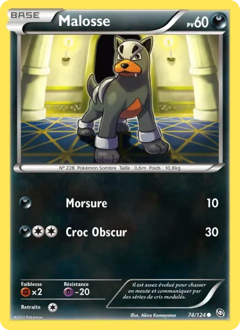 Carte Pokémon Malosse 074/124, extension Dragons Éxaltés