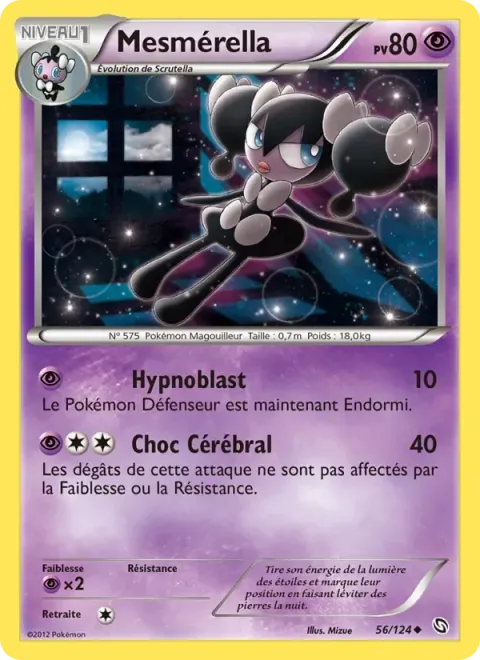 Carte Pokémon Mesmérella 056/124, extension Dragons Éxaltés