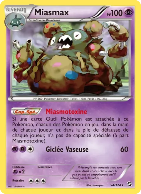 Carte Pokémon Miasmax 054/124, extension Dragons Éxaltés