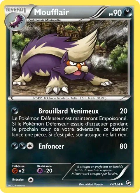 Carte Pokémon Moufflair 077/124, extension Dragons Éxaltés