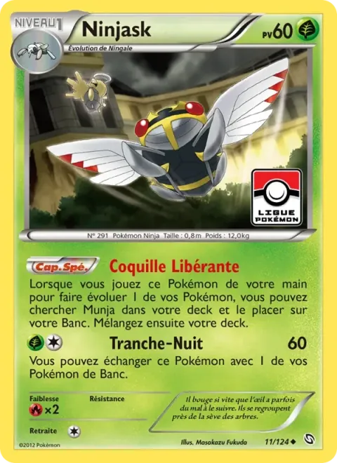 Carte Pokémon Ninjask 011/124, extension Dragons Éxaltés