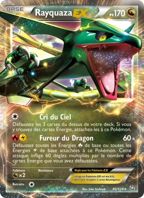 Carte Pokémon Rayquaza-EX 085/124, extension Dragons Éxaltés