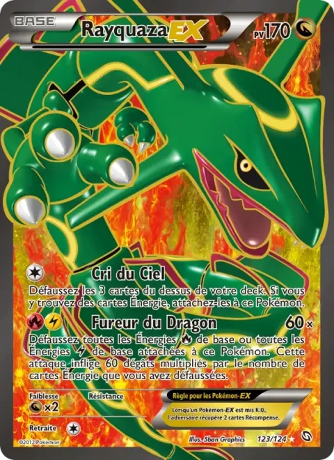 Carte Pokémon Rayquaza-EX 123/124, extension Dragons Éxaltés
