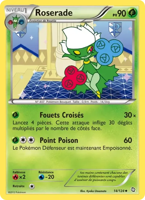 Carte Pokémon Roserade 014/124, extension Dragons Éxaltés