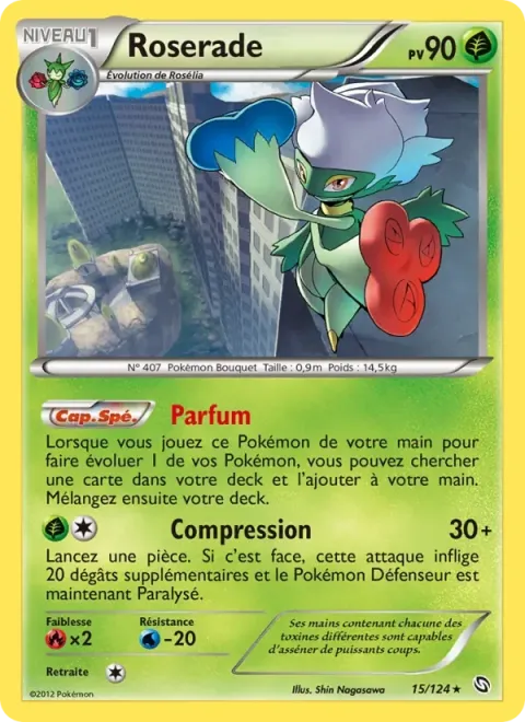 Carte Pokémon Roserade 015/124, extension Dragons Éxaltés