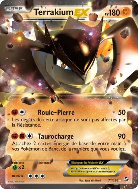 Carte Pokémon Terrakium-EX 071/124, extension Dragons Éxaltés