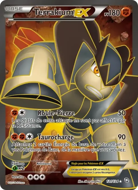Carte Pokémon Terrakium-EX 121/124, extension Dragons Éxaltés