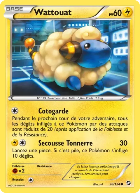 Carte Pokémon Wattouat 038/124, extension Dragons Éxaltés