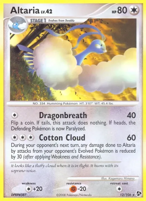 Carte Pokémon Altaria 012/106, extension Duels au Sommets