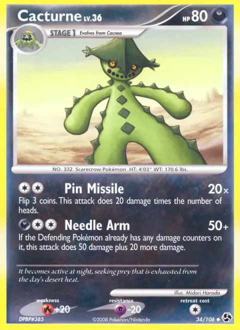 Carte Pokémon Cacturne 034/106, extension Duels au Sommets