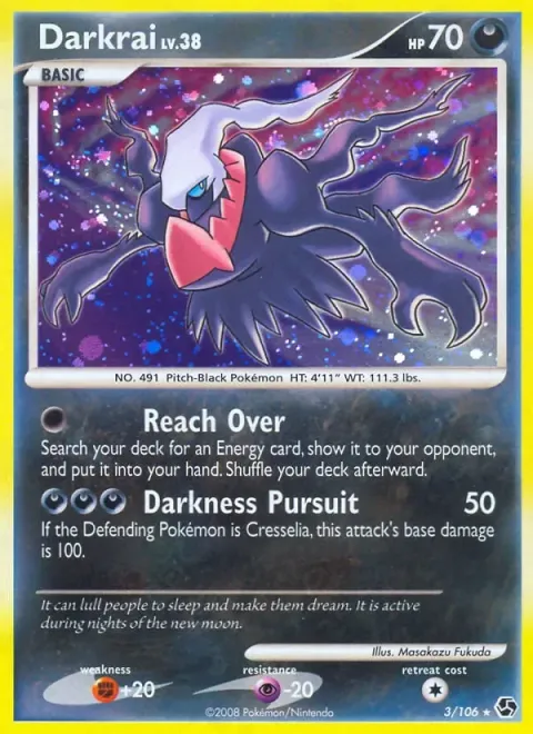 Carte Pokémon Darkrai 003/106, extension Duels au Sommets