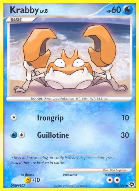 Carte Pokémon Krabby 075/106, extension Duels au Sommets