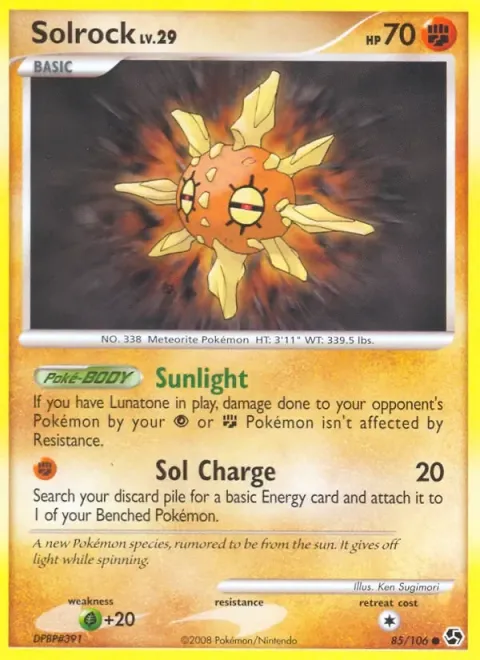 Carte Pokémon Solaroc 085/106, extension Duels au Sommets