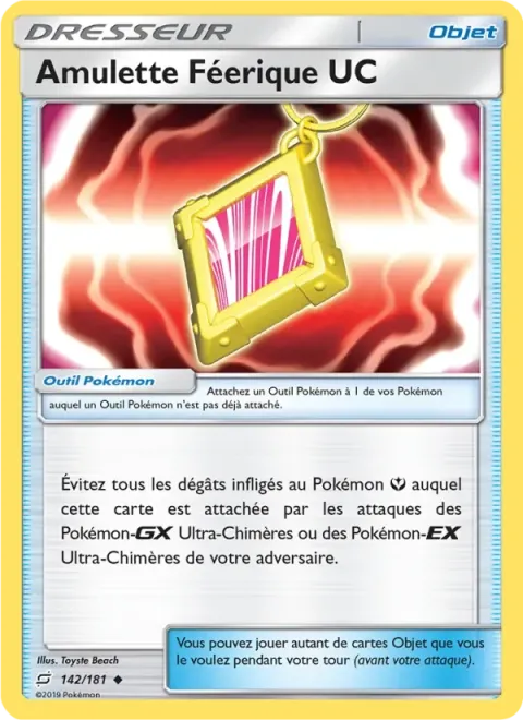Carte Pokémon Amulette Féerique UC 142/181, extension Duo de Choc