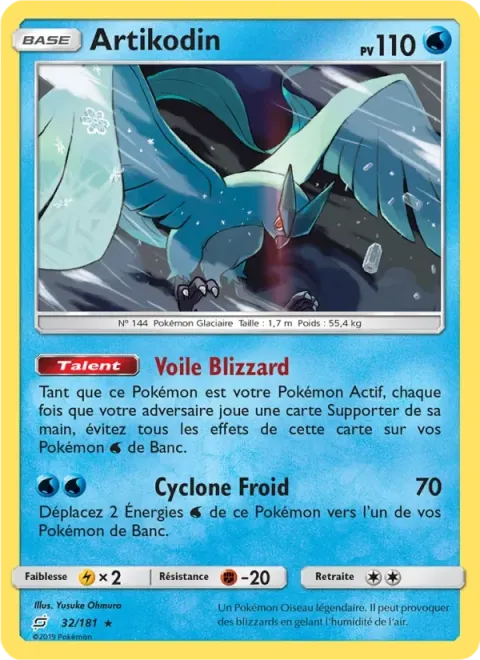 Carte Pokémon Artikodin 032/181, extension Duo de Choc