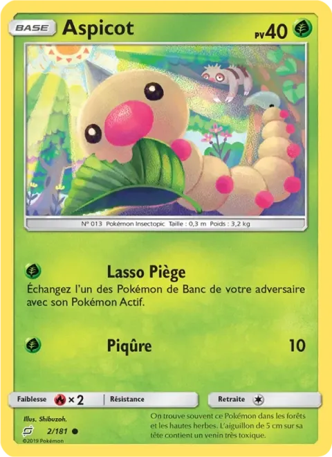Carte Pokémon Aspicot 002/181, extension Duo de Choc