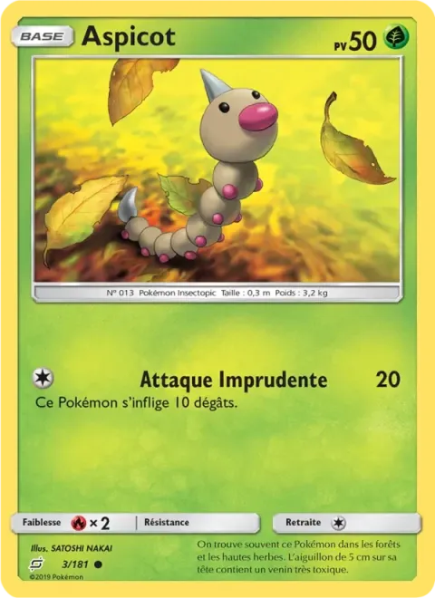 Carte Pokémon Aspicot 003/181, extension Duo de Choc