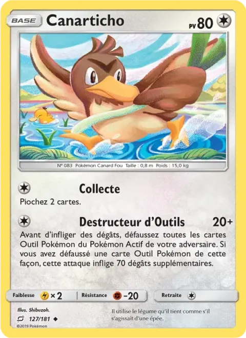 Carte Pokémon Canarticho 127/181, extension Duo de Choc