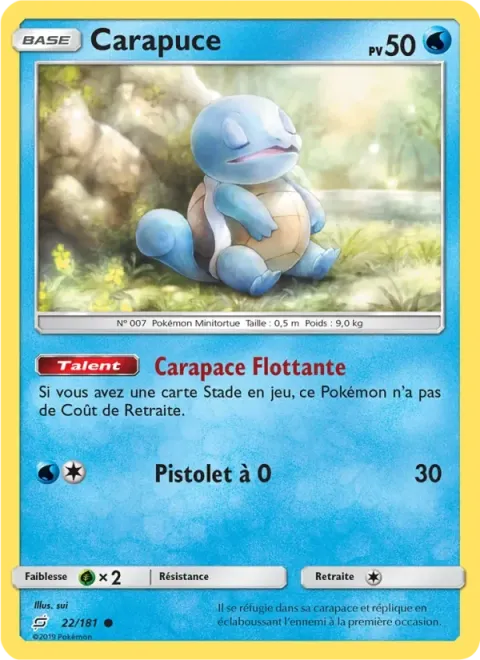 Carte Pokémon Carapuce 022/181, extension Duo de Choc