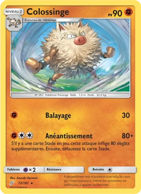 Carte Pokémon Colossinge 072/181, extension Duo de Choc