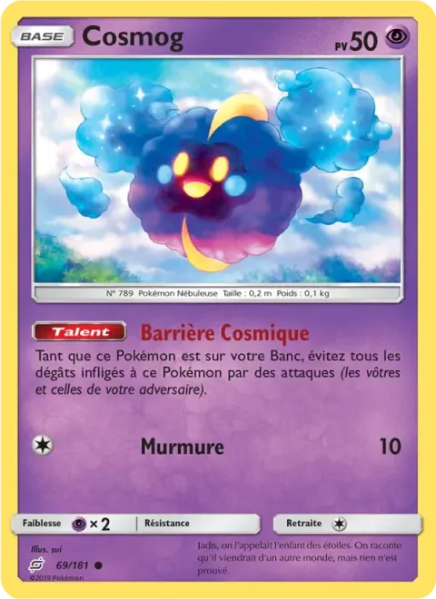 Carte Pokémon Cosmog 069/181, extension Duo de Choc