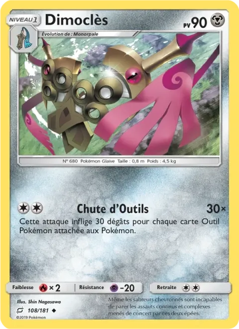 Carte Pokémon Dimoclès 108/181, extension Duo de Choc