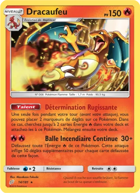 Carte Pokémon Dracaufeu 014/181, extension Duo de Choc