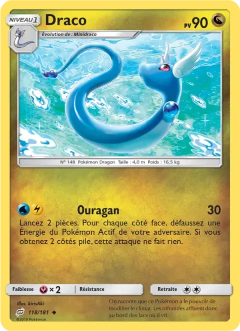 Carte Pokémon Draco 118/181, extension Duo de Choc