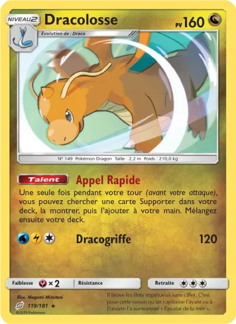 Carte Pokémon Dracolosse 119/181, extension Duo de Choc