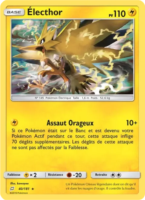 Carte Pokémon Électhor 040/181, extension Duo de Choc