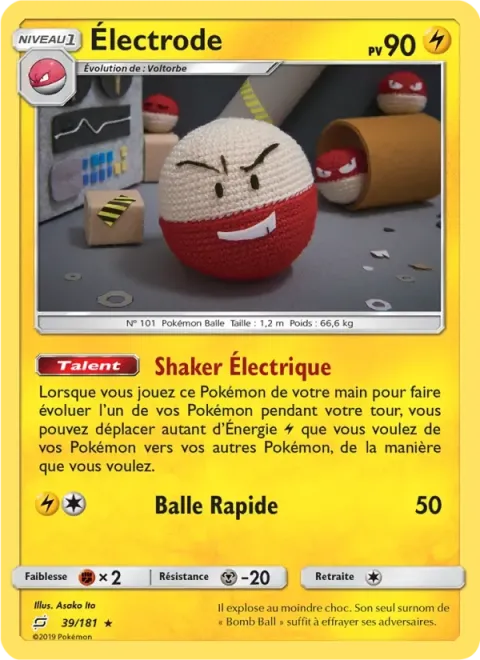 Carte Pokémon Électrode 039/181, extension Duo de Choc
