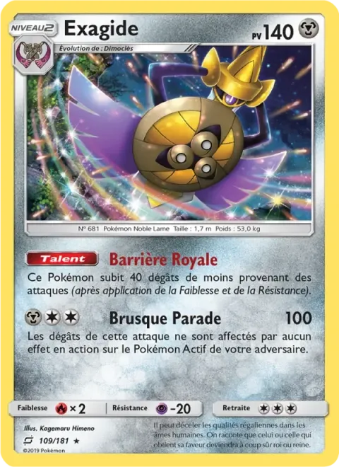 Carte Pokémon Exagide 109/181, extension Duo de Choc