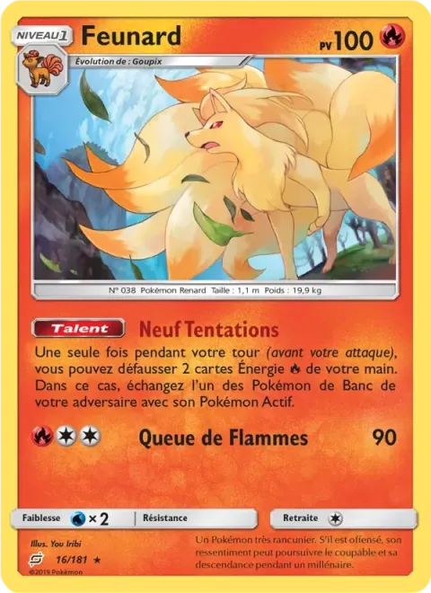 Carte Pokémon Feunard 016/181, extension Duo de Choc