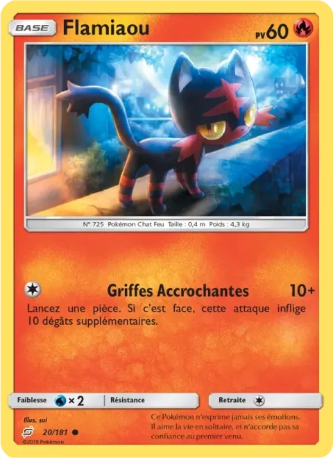 Carte Pokémon Flamiaou 020/181, extension Duo de Choc