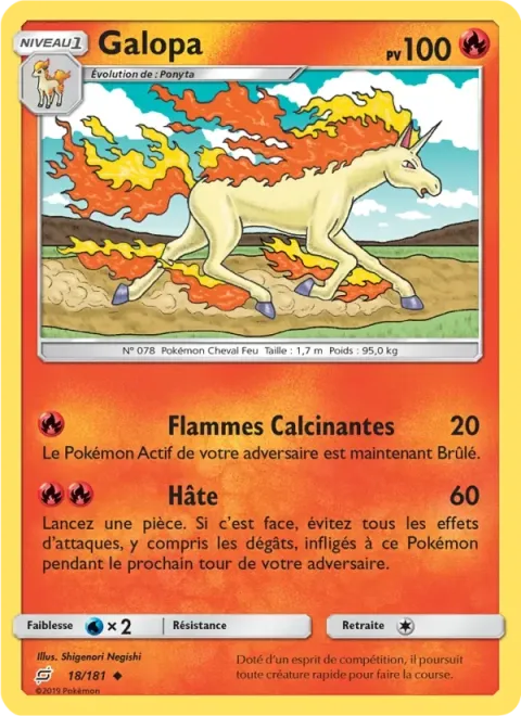 Carte Pokémon Galopa 018/181, extension Duo de Choc