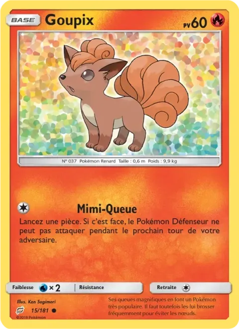 Carte Pokémon Goupix 015/181, extension Duo de Choc