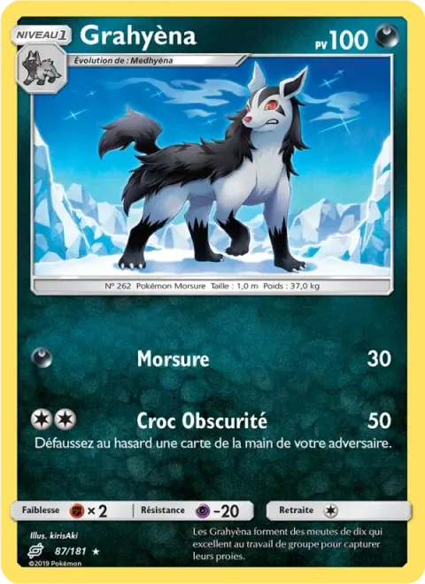 Carte Pokémon Grahyèna 087/181, extension Duo de Choc