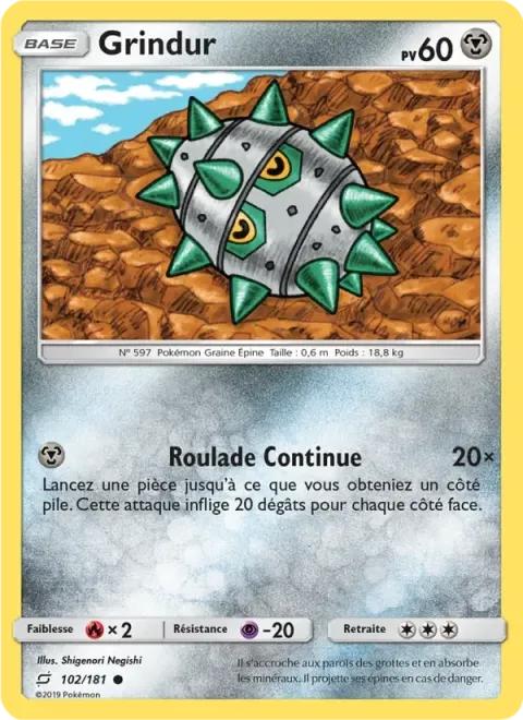 Carte Pokémon Grindur 102/181, extension Duo de Choc